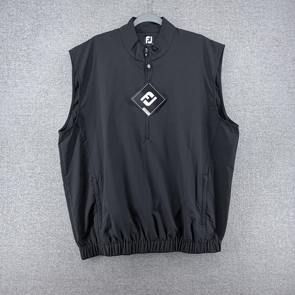 FootJoy Windshirt Vest Men Size Large Black 1/4 Zip Elastic Waist NEW